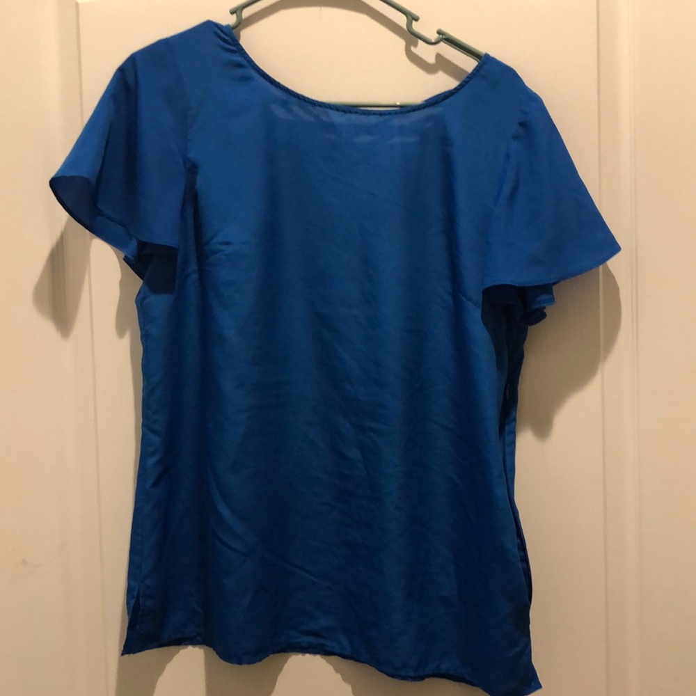 Talbots short sleeve blue blouse size medium